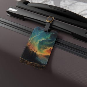 Aurora Dreamscape Luggage Tag, Travel Accessories, Personalized Gift, Adventure Spirit, Airline Bag Tag, Unique Travel Decor