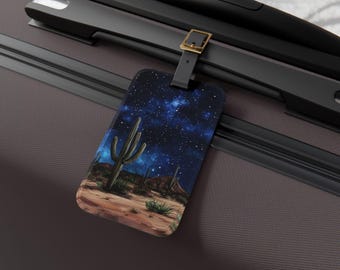 Desert Night Skies Gepäckanhänger - Einzigartiges Reise-Accessoire, perfektes Geschenk für Abenteurer, stilvoller Taschenanhänger, Kaktus Design, Reisespaß
