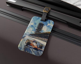 Indianapolis Motor Speedway Luggage Tag, Travel Accessory for Race Fans, Car Enthusiast Gift, Airplane Baggage Identifier, Baggage Decor