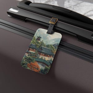 Korean Temple Luggage Tag for Travelers, Vintage Travel Tag, Personalized Baggage ID, Perfect Gift for Adventurers, Unique Travel Accessory