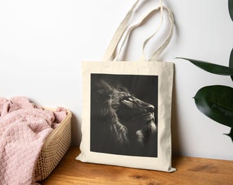 Lion Tote Bag | Eco-Friendly Canvas Bag | Animal Lover Gift, Reusable Shopping Bag, Wildlife Tote, Stylish Book Bag, Daily Essential Tote