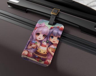 Etykieta bagażowa Kawaii Cuties, urocza etykieta podróżna dla dzieci, spersonalizowany identyfikator bagażu, słodki prezent urodzinowy, niezbędne akcesoria podróżne