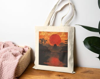 Land of the Rising Sun Tote Bag, Eco-Friendly Shopping Bag, Art Tote, Beach Bag, Gift for Art Lovers, Daily Essential, Canvas Tote Bag