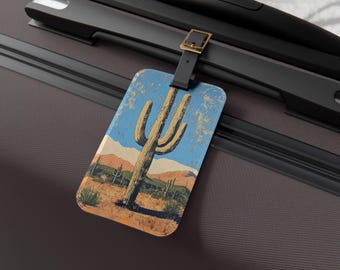 Saguaro Kaktus Gepäckanhänger | Reise-Accessoire für Abenteurer, einzigartiges Geschenk für Reisende, personalisierter Gepäckanhänger, Urlaub