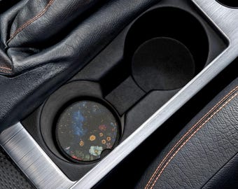 Bloemen sterrenbeelden auto-onderzetter, decoratieve onderzetter, sterrennacht auto-accessoire, autocadeau voor bloemenliefhebbers, woondecoratie