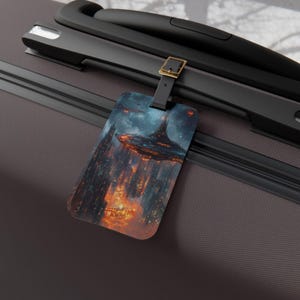 Alien Metropolis Luggage Tag, Travel Accessory, Personalized Gift, Vacation Gear, Space Theme, Aviation Decor, Airport Luggage Essential