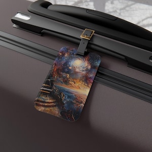 Stellar Symphony Luggage Tag, Personalized Travel Accessory, Space Theme Baggage Identifier, Unique Gift for Travelers, Adventure Tags