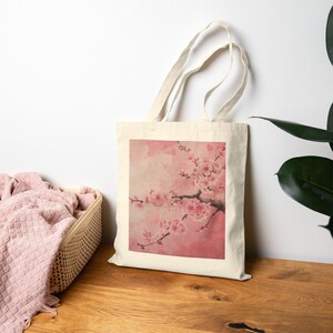 Japanese Cherry Blossom Tote Bag, Pink Floral Shopping Bag, Eco-Friendly Reusable Tote, Perfect Gift for Mothers Day, Spring Celebrations,