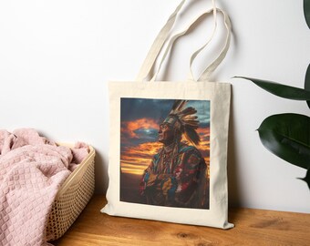 Navajo Culture Tote Bag, Eco-friendly Shopping Bag, Artist Tote, Gift for Her, Festival Accessory, Vintage Style Canvas Tote Bag