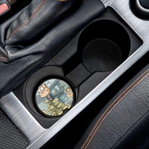 Scaling Your Business Car Coaster with Cartoon Design, Unique Gift for Car Lovers, Perfect for Road Trips and Celebrations, Car Accessories
