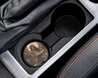 Posavasos para coche "Timeless Tales", decoración de fases lunares, regalo para el coche, accesorio bohemio para el coche, posavasos de fantasía para el coche, imprescindible para viajes por carretera