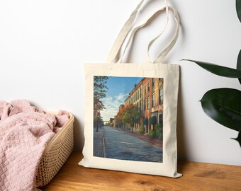 Sac fourre-tout du quartier historique de Savannah, sac au design artistique, fourre-tout écologique, cadeau pour les amoureux de la nature, sac de courses réutilisable