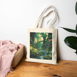 Enchanting Environments Tote Bag, Eco-Friendly Shopping Bag, Boho Style Bag, Art Tote for Garden Lovers, Reusable Grocery Bag, Essential