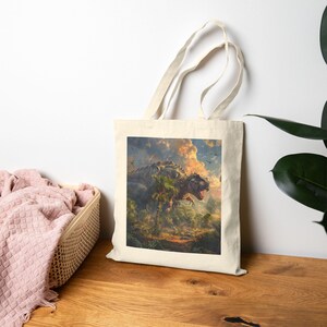 Dinosaur World Tote Bag with Dinosaur Design, Eco-Friendly Shopping Bag, Gift for Dinosaur Lovers, Reusable Tote for Beach or Grocery