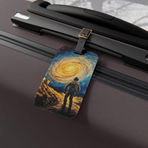 Galactic Adventures Luggage Tag, Space Travel Accessories, Unique Travel Gift, Personalized Luggage ID, Cosmic Wanderlust Memories