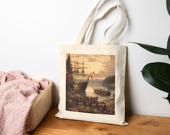 Canada History Tote Bag, Eco-Friendly Shopping Bag, Beach Bag, Art Print Tote, Gift for Travelers, Boater's Tote, Daily Essential