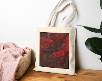 Enchanting Roses Tote Bag, Stylish Canvas Shopper, Vintage Rose Art, Gift for Her, Eco-Friendly Tote, Floral Market Bag, Daily Essential