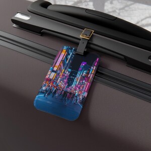 Tokyo Nightlife Luggage Tag - Travel Accessory, Personalized Gift, Vacation Essential, Adventure Travel Tag, Unique Suitcase Label