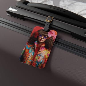 Funky Fashion Luggage Tag - Colorful Fashionista Design, Personalized Baggage Identifier, Perfect for Gifts, Travel Accessories