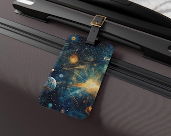 Cosmic Cartography Luggage Tag | Galaxy Travel Accessory | Space Theme for Travelers | Gifts for Astronaut Fans, Unisex, Stylish Suitcase