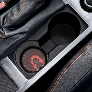 Kawaii Horror Car Coaster, Unique Auto Accessories, Gift for Halloween Lovers, Scary Car Decor, Creepy Coaster, Stylish, Car Must Have