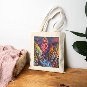 Surreal Succulents Tote Bag, Eco-Friendly Reusable Bag, Shopping Tote, Gift for Flower Lovers, Summer Market Bag, Daily Essential Tote Bag
