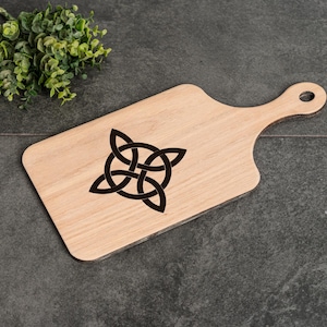 Engraved Celtic Knot Cutting Board: Rustic Wood Charcuterie Serving Tray