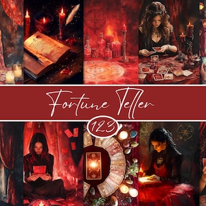 Fortune Teller Junk Journal Kit: Witchcraft Ephemera, Tarot Cards (123 JPG Files)