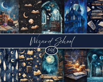 Wizard School Digital Paper Pack: Magical Scrapbook Pages (146 JPGs, 8.5x11 in)