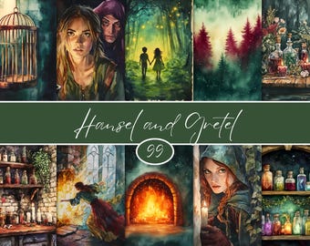 Hansel and Gretel Junk Journal Kit: Vintage Storybook Ephemera (Digital Download