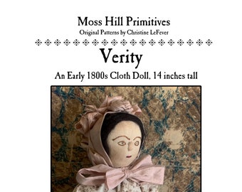 DIGITAL Pattern, Doll, Verity, An Early 1800s Primitive Cloth Doll, 14 inches by Christine LeFever, Moss Hill Primitives