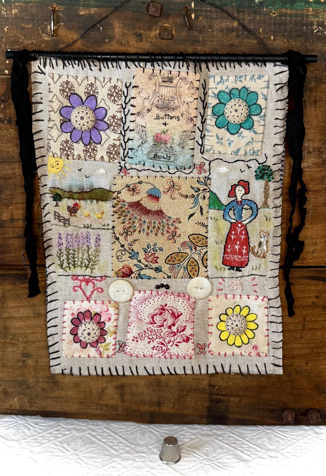 Sampler Plus Collage, Buttons and Bows, 10.5 X 8.5 Inch, by Christine ...