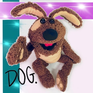 Handmade Brown Puppy Dog Puppet, Ventriloquist or Kids Toy