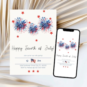 Happy Fourth of July | Digital Party Invitation Template | Editable