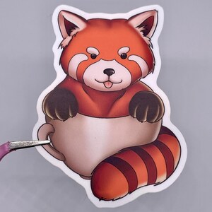 Rode Panda Koffie Matte Sticker