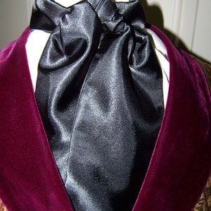 Cravat, In Black Satin or Ascot Mens Victorian Tie