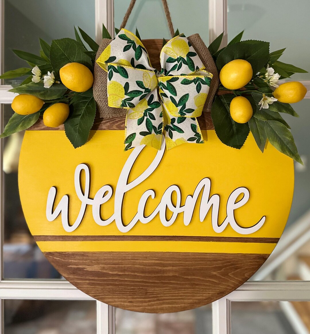 Lemon Wooden Hanging Door Sign - Etsy