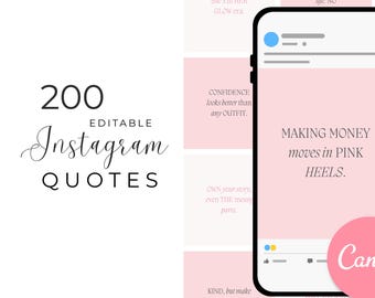 200 Pink Boss Babe Instagram Quotes: Canva Templates (Digital Download)
