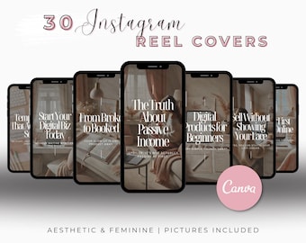 30 Editable Instagram Reels Cover Templates for Canva | Viral Content Bundle + Faceless Funnel eBook & Free Digital Product Guide