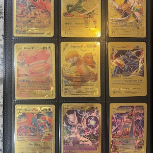Conjunto de 55 cartas Pokémon Dourado V VSTAR VMAX GX Pikachu Charizard Mewtwo Lugia Gengar