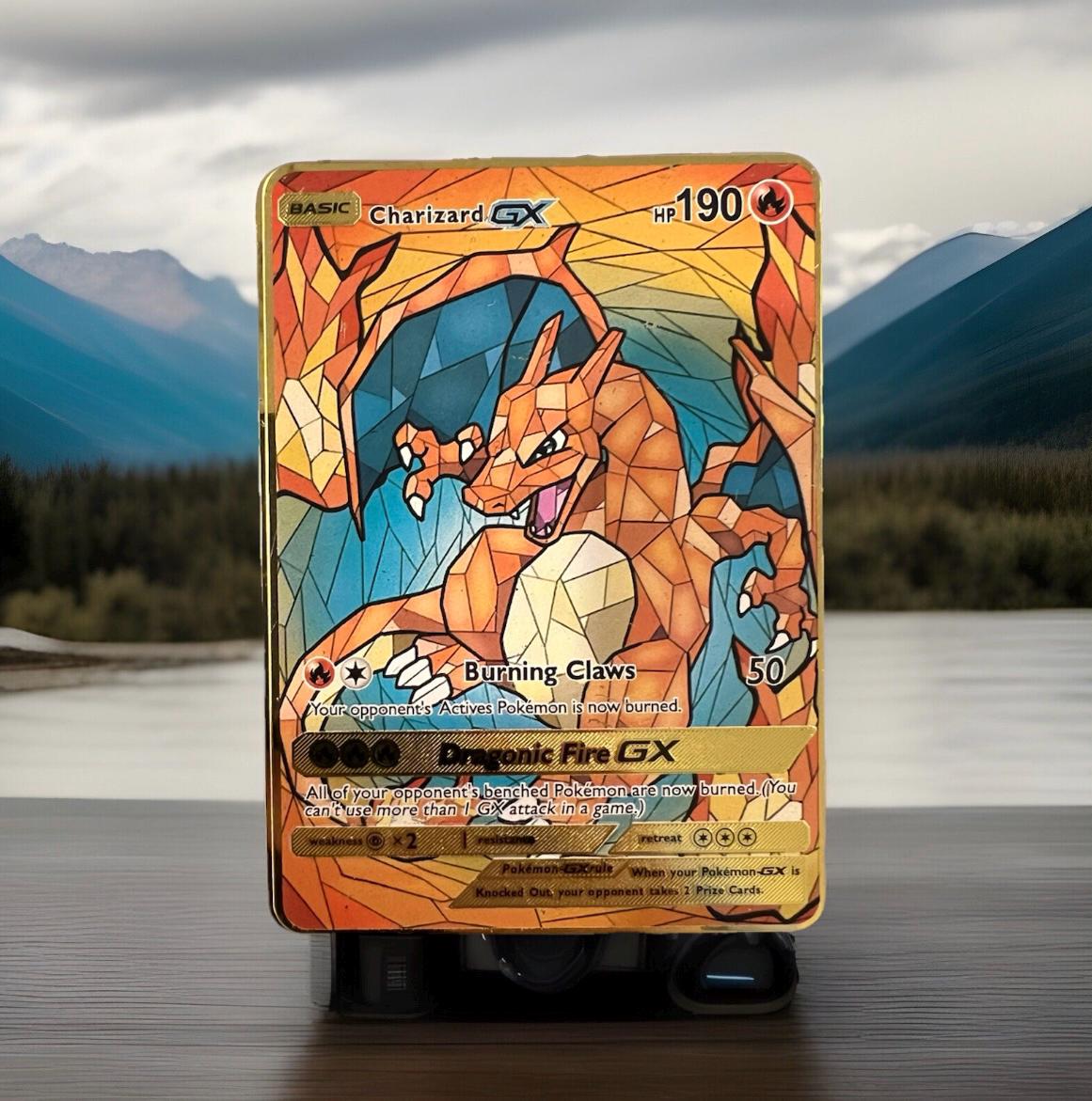 Charizard GX Stainless Steel Gold Metal Pokemon Card/collectable