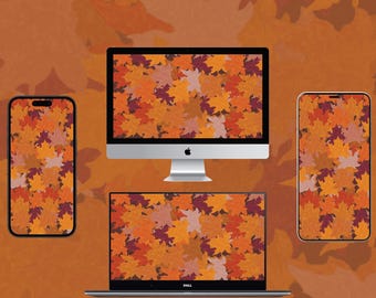 Tapeta z jesiennym liściem klonu na telefon i komputer (do pobrania cyfrowego)