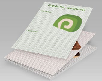 10 kart z przepisami na ciasto kredkowe do druku, narysowane cyfrowo/plik PDF