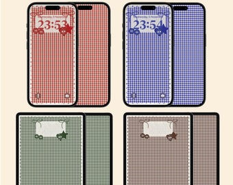 Tapeta na telefon w kratkę, kolorowa kratka (plik PNG)