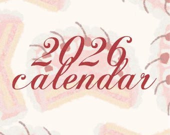 Kalendarz miesięczny z tortami do druku na rok 2026 / format A5 / pobierz plik PDF