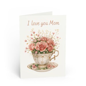 Biglietto d'auguri personalizzato con tazza da tè per la mamma. Auguri sinceri, compleanno, festa della mamma, biglietto di ringraziamento, biglietti fatti a mano.