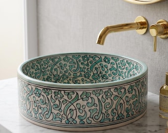 Hand-Painted Floral  Vessel Sink - Bathroom Renovation