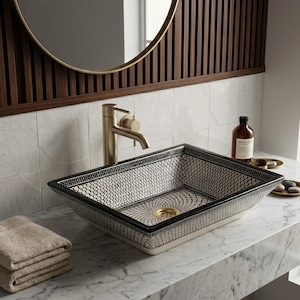 Rechteckiges Waschbecken im mediterranen Stil - Artisan Vanity