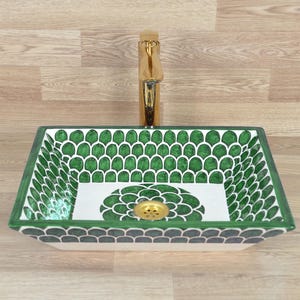 Ceramic Washbasin,Antique sink ,Moroccan Sink,Handmade Basin,Vanity Sink, Perfect for Bathroom,Free Shipping + Special Gift
