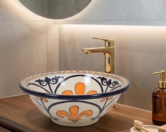Boho Bathroom Basin, Hand Painted Ceramic Sink